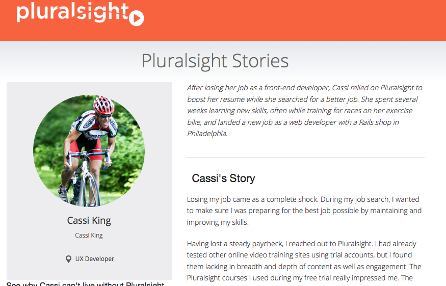 Pluralsight stories, Cassi’s story